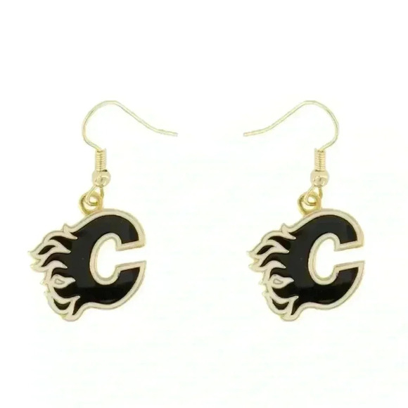 🆕 NHL Calgary Flames Logo Earrings - Picture 4 of 14